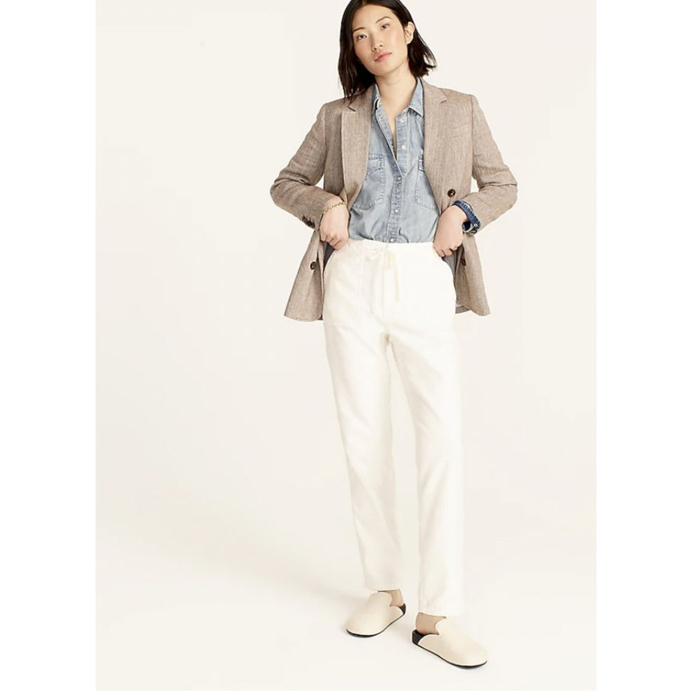 J Crew Tie Waist Ivory Camp Pants size XL